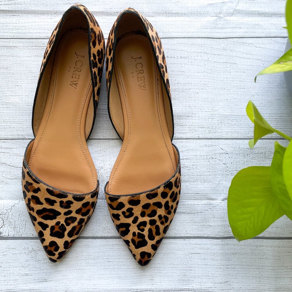 J. Crew leopard calf hair d'Orsay flats